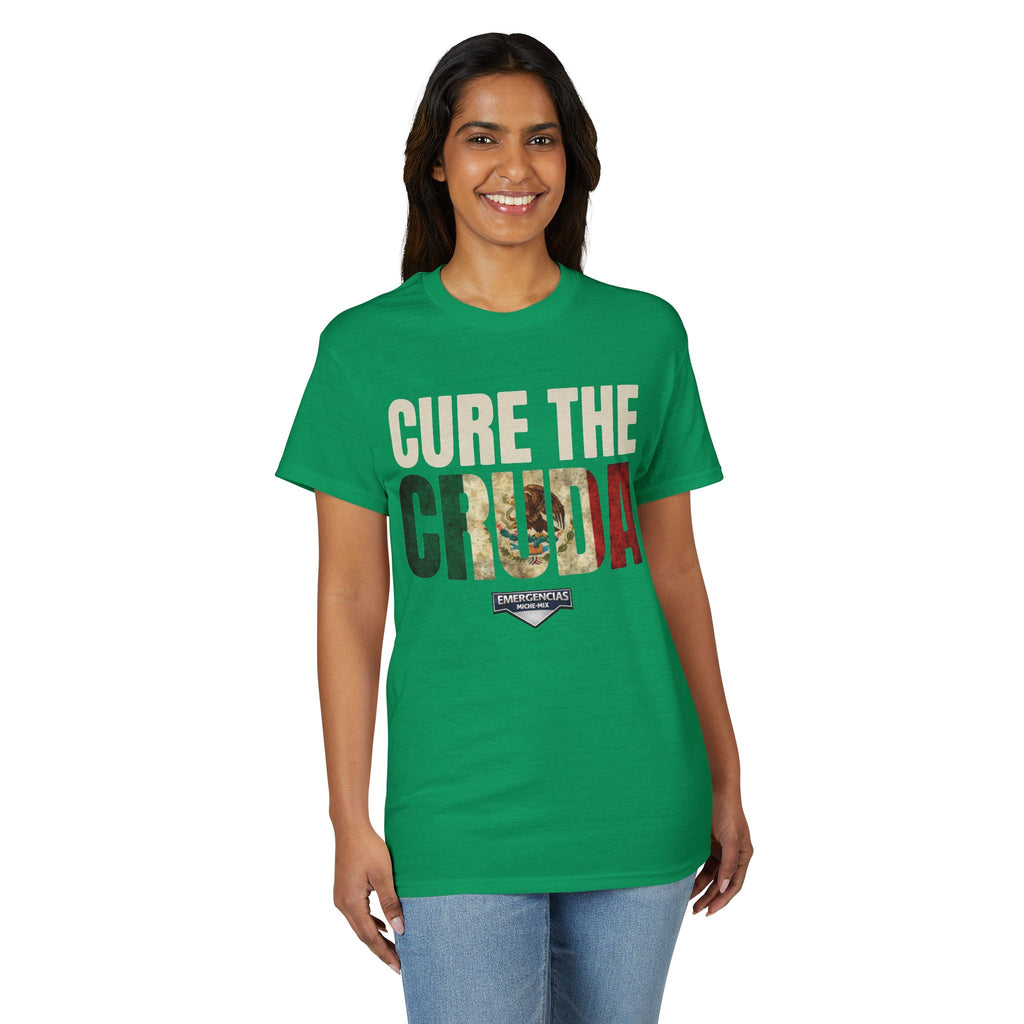 Cure The Cruda T-Shirt – Retro Mexican Flag Design FOR WOMAN  (Emergencias)