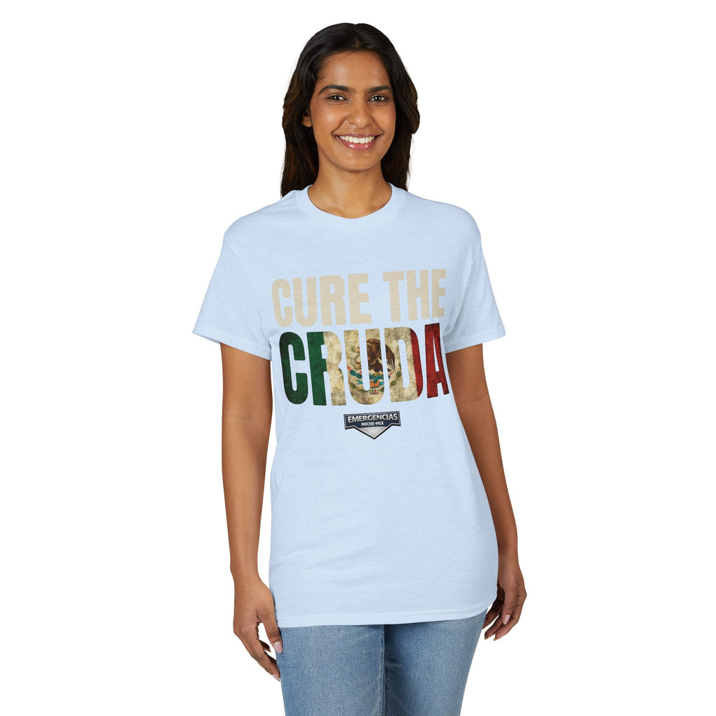 Cure The Cruda T-Shirt – Retro Mexican Flag Design FOR WOMAN  (Emergencias)