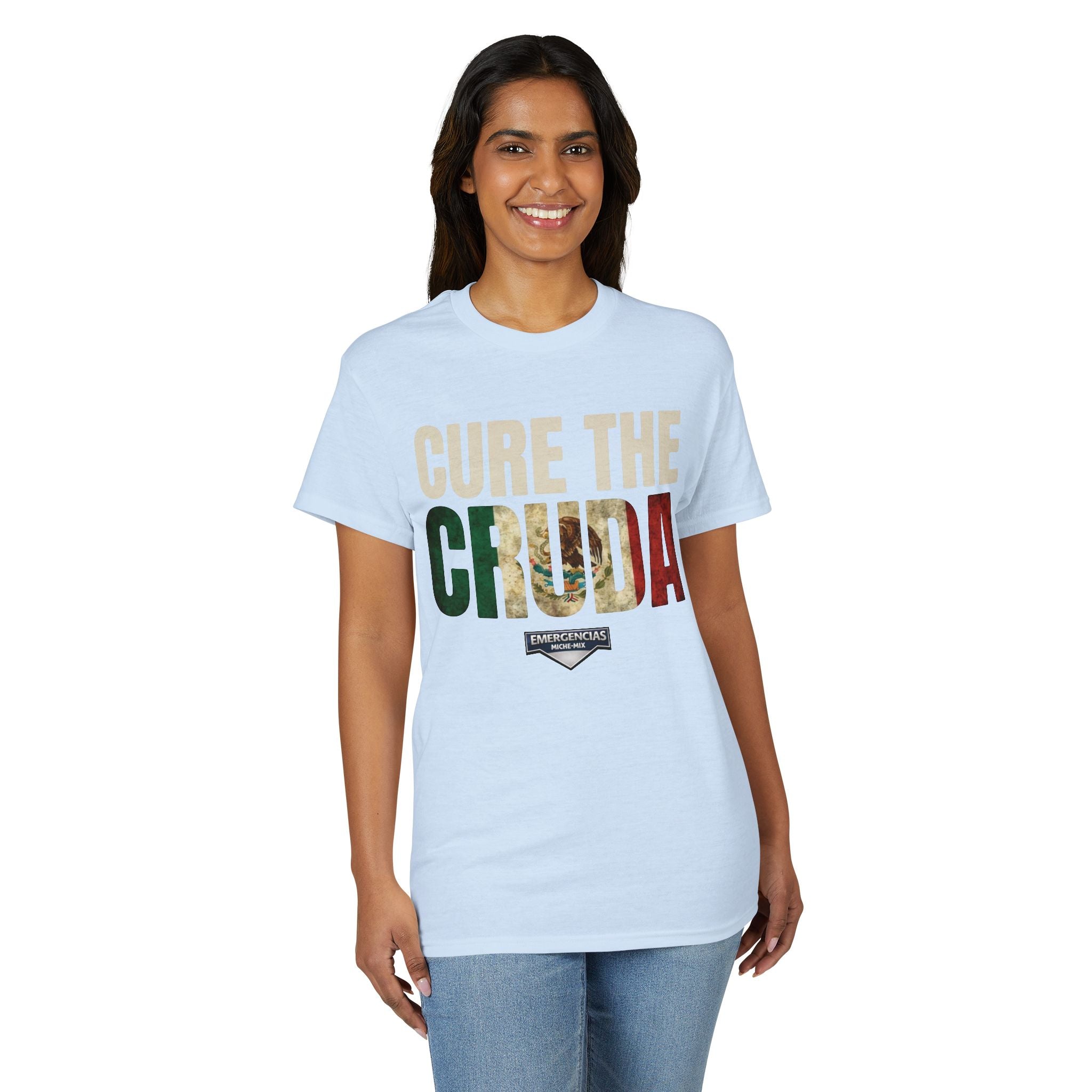 Cure The Cruda T-Shirt – Retro Mexican Flag Design FOR WOMAN  (Emergencias)