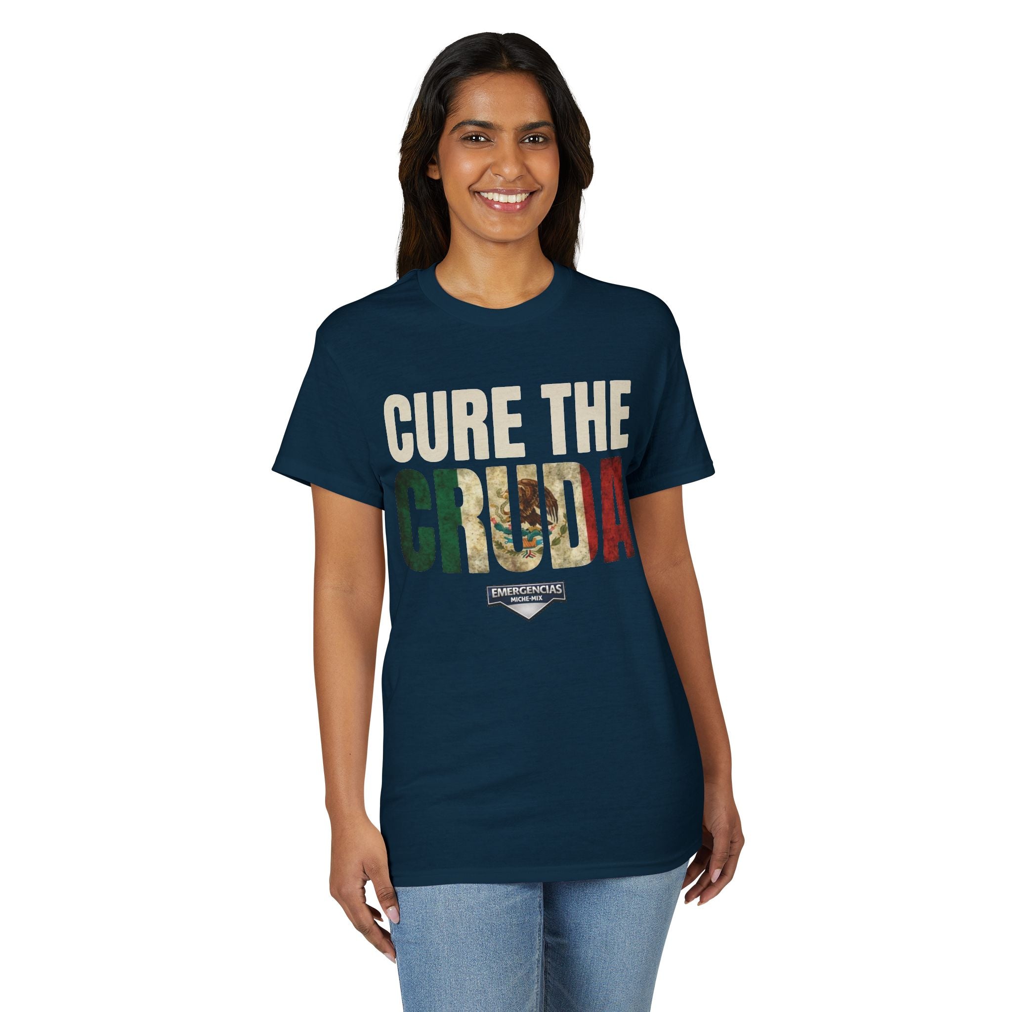 Cure The Cruda T-Shirt – Retro Mexican Flag Design FOR WOMAN  (Emergencias)