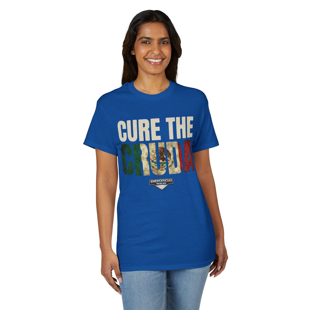 Cure The Cruda T-Shirt – Retro Mexican Flag Design FOR WOMAN  (Emergencias)