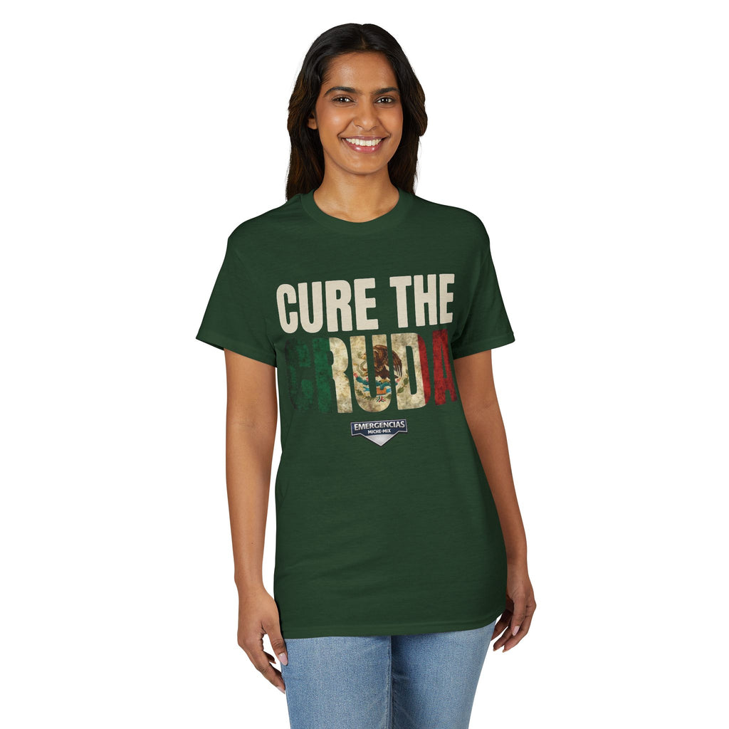 Cure The Cruda T-Shirt – Retro Mexican Flag Design FOR WOMAN  (Emergencias)