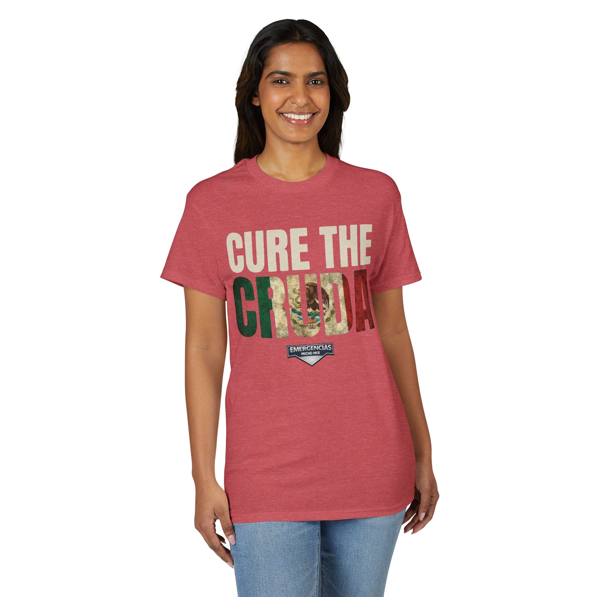 Cure The Cruda T-Shirt – Retro Mexican Flag Design FOR WOMAN  (Emergencias)